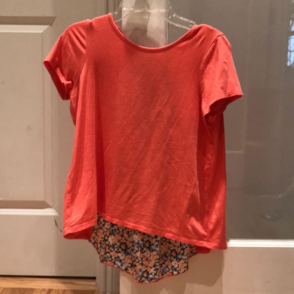 Orange Floral Back Panel Top